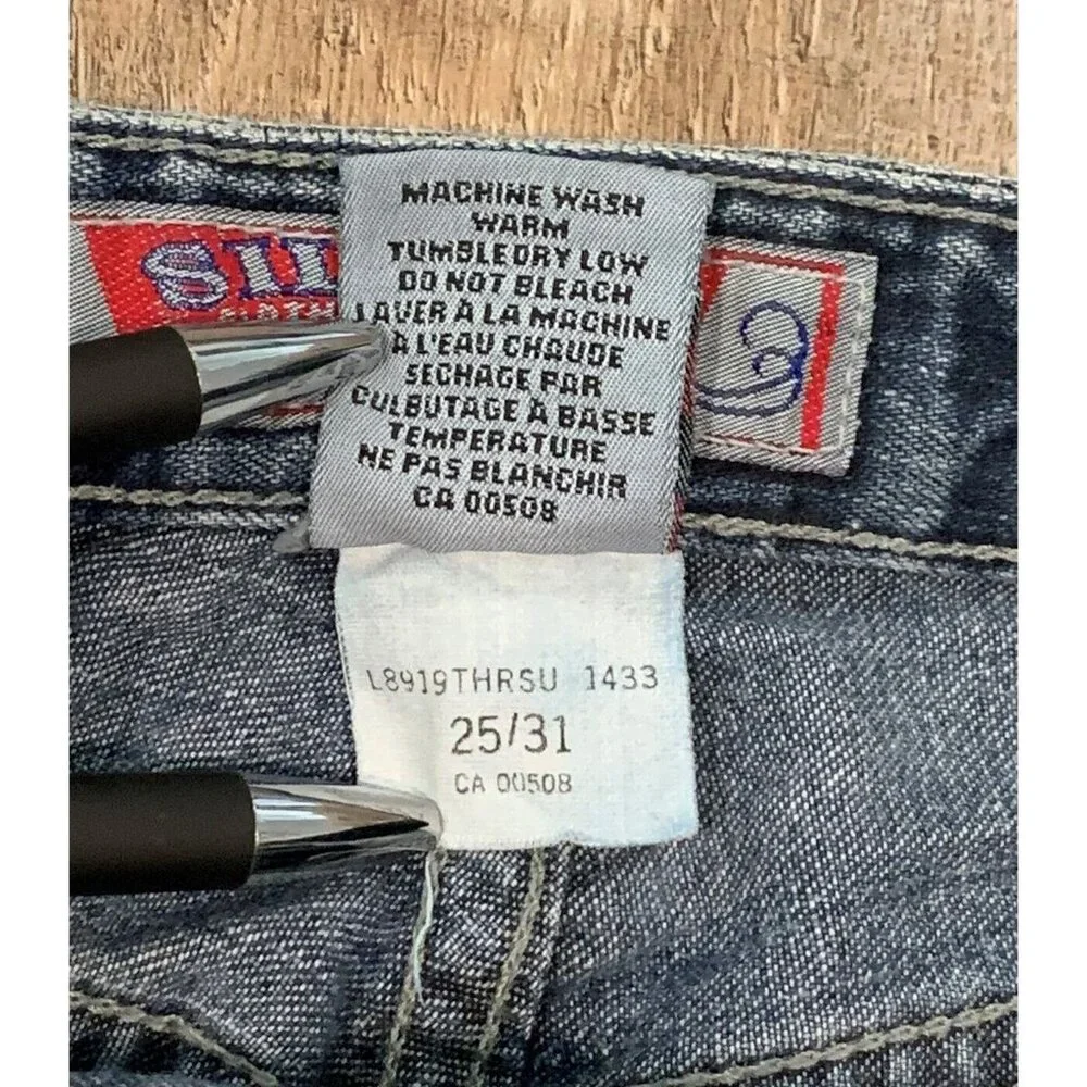 Silver Jeans Flare Pants Womens Size 25/31 Denim Button Fly Mid Rise Blue Cotton - Picture 8 of 15